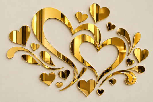Glossy Golden Heart Wall Art